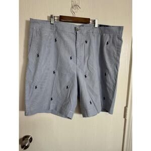 Polo Ralph Lauren Men’s Classic Fit All-Over Pony Shorts Blue Pinstripe Size 42